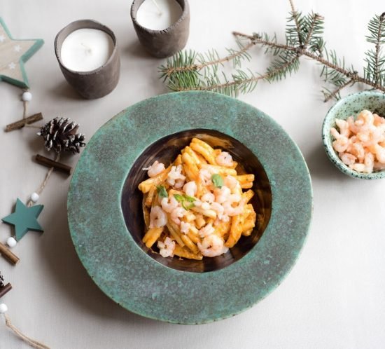 Makaronai su islandiškomis krevetėmis