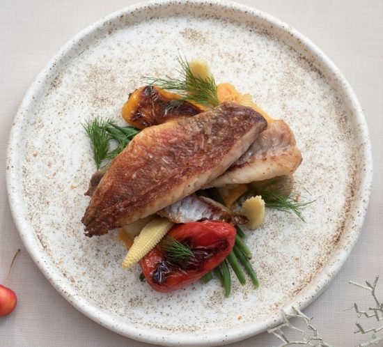 Jūrinio ešerio filė su daržovėmis