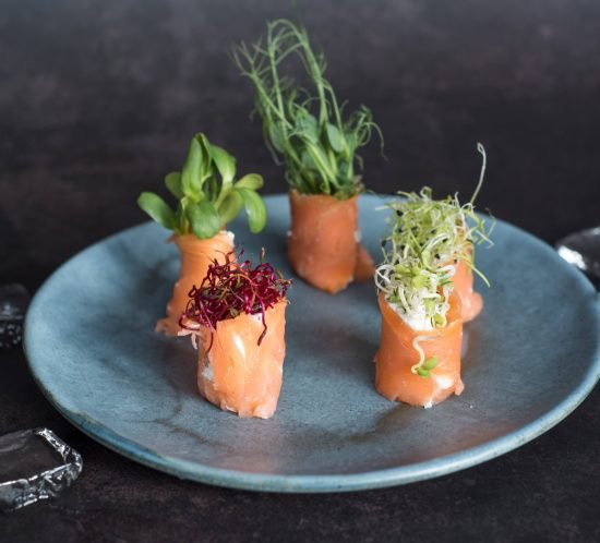 Lašišos užkandis su daigais